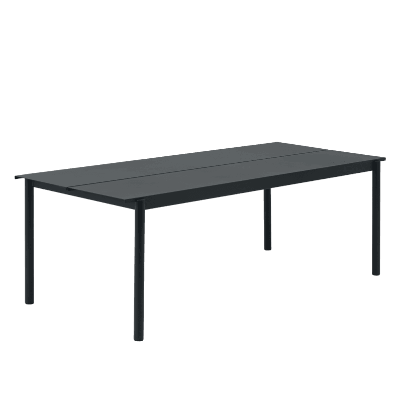 Muuto Linear Steel Table 220 cm Black, Svart Hagemøbel bord