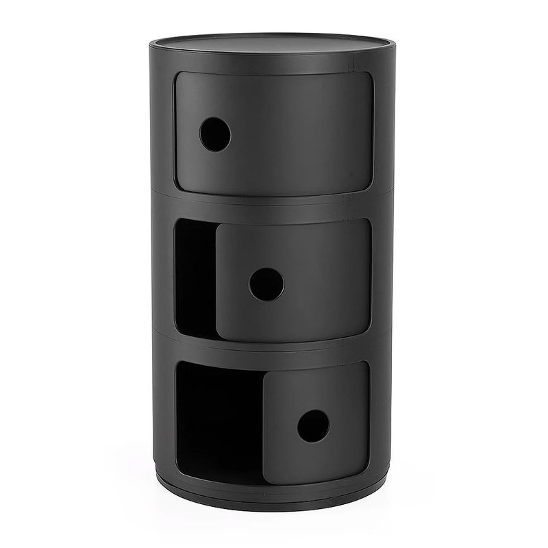 Kartell Componibili 3 skuffer Black, Svart Matt Nattbord Bord