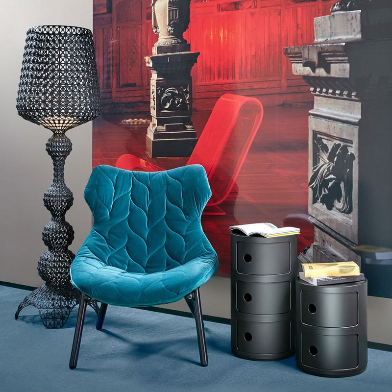 Kartell Componibili 3 skuffer Black, Svart Matt Nattbord Bord
