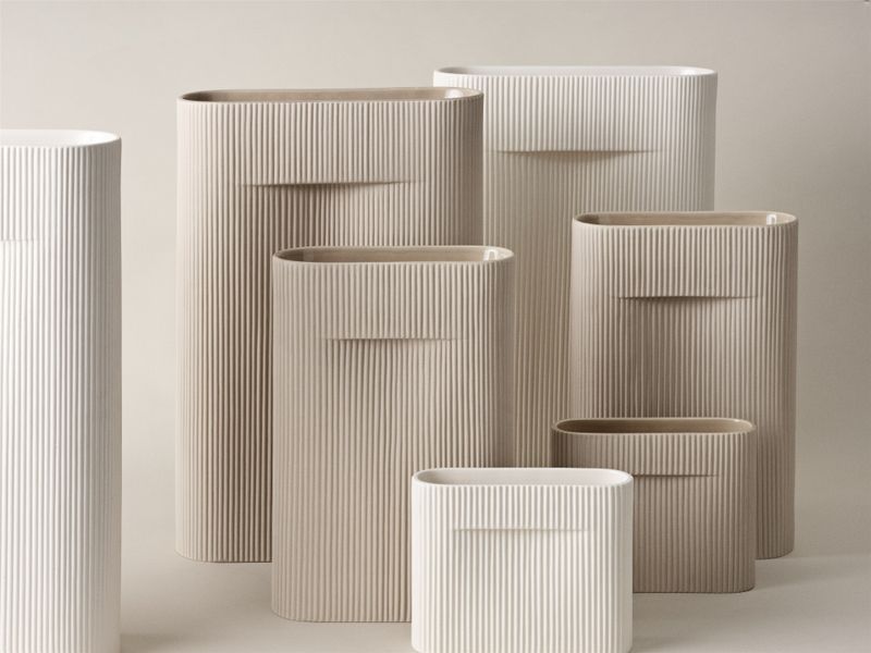 Muuto Ridge Vase Beige H 16,5 cm