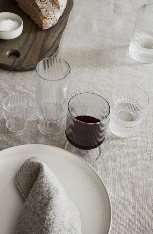 Ferm Living Ripple Wine Glasses (set of 2) Clear Klar
