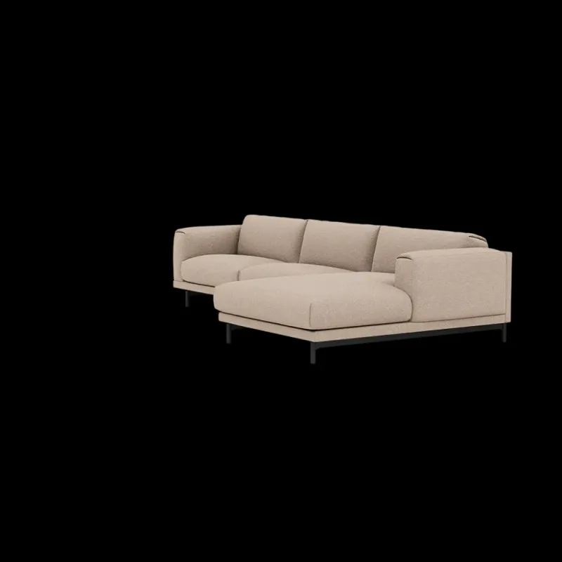 Muuto Rest Chaise Longue Right sofa Hearth 6, Black Grå med svarte ben, sofa