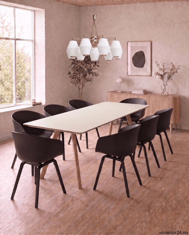 Hay Spisegruppe  CPH30 Table Lacquered oak frame L250 x W90 x H74- Off White Linoleum tabletop Lacquered edge + 8 AAC 22 Black Black oak