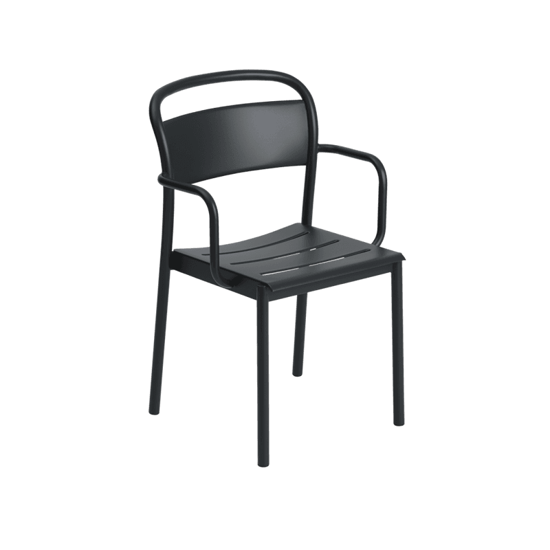 Muuto Linear Steel Armchair Black, Svart Hagemøbel stol