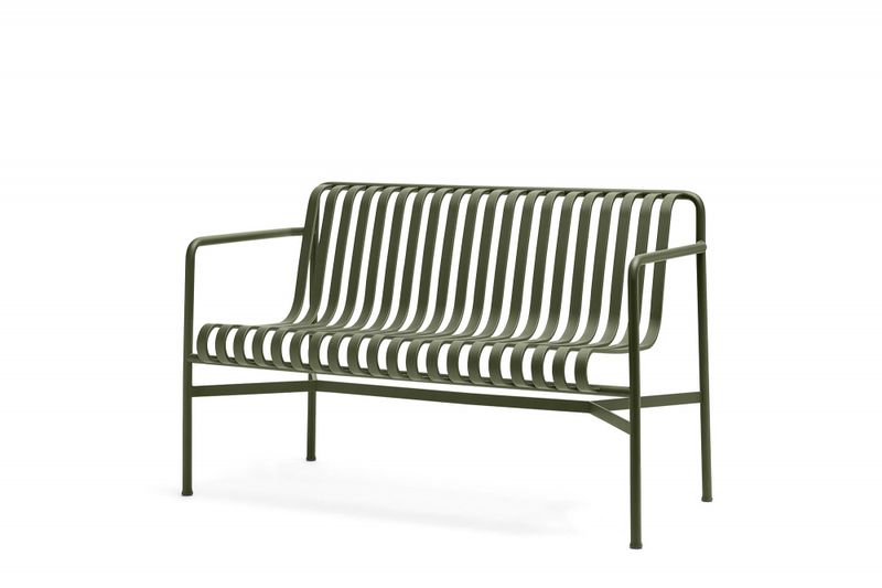 HAY Palissade Dining Bench Armrest, 128 Olive Spisebenk