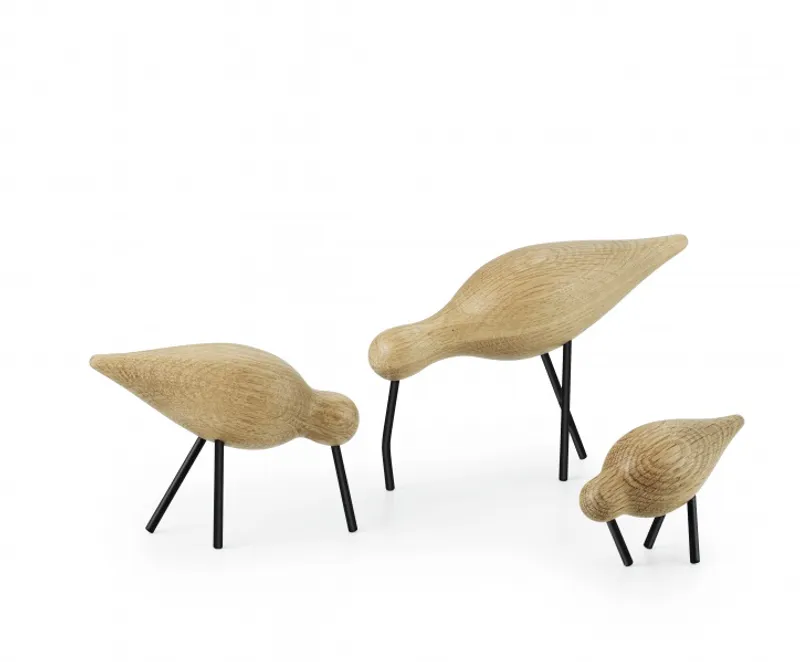 Normann Copenhagen Shorebird large, oak/black, eik/svart fugl