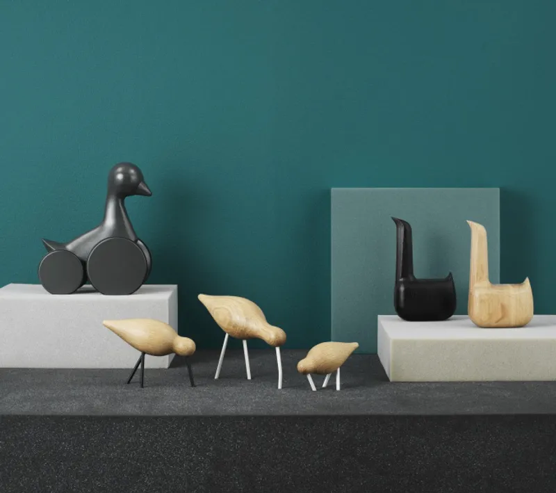 Normann Copenhagen Shorebird large, oak/black, eik/svart fugl