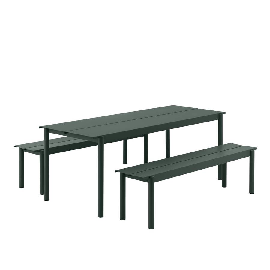 Muuto Linear Steel Table 200 cm Dark Green, Grønn Utebord Bord