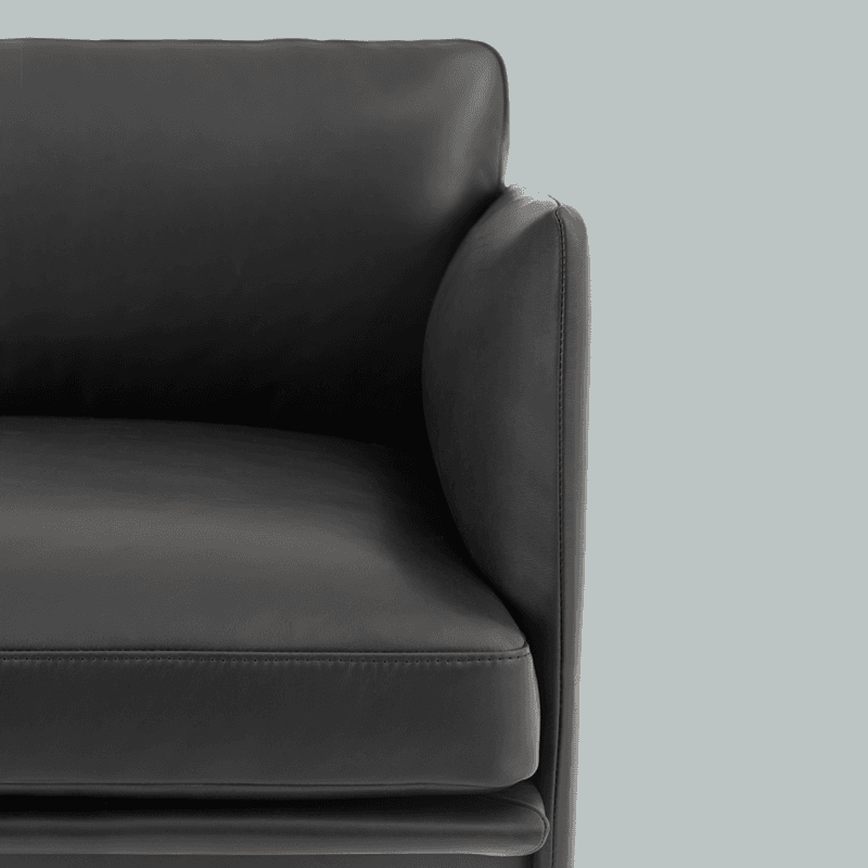 MUUTO Outline Sofa 3 seter, Refine leather Black, Black Base