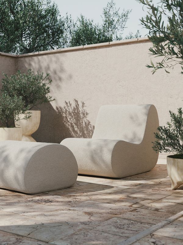 Ferm Living Rouli Pouf Pure Bouclé Off-white Puff stol