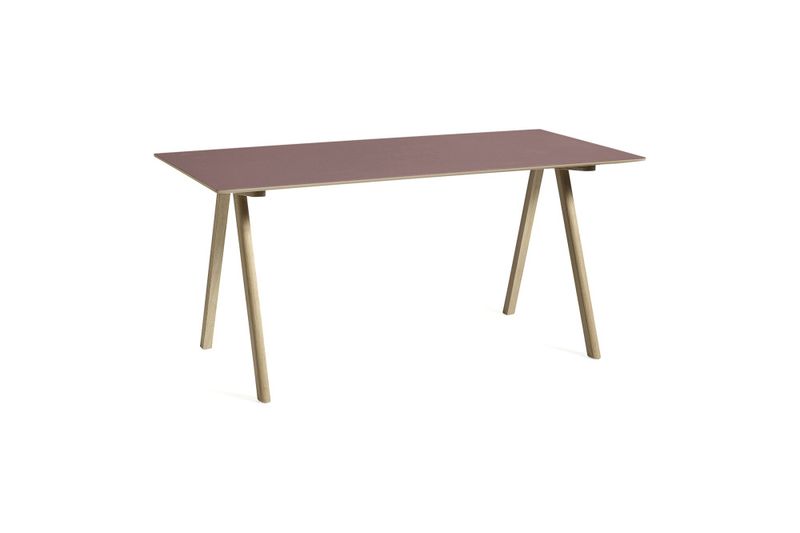 HAY  CPH10 Desk Waterbased lacquered oak frame L160 x W80 x H74 Burgundy linoleum tabletop Water-based lacquered edge Skrivebord