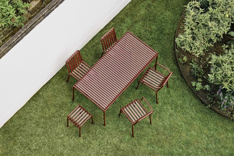 HAY Palissade Table 220 x 90 Iron Red powder coated steel Rød Spisebord, Utebord