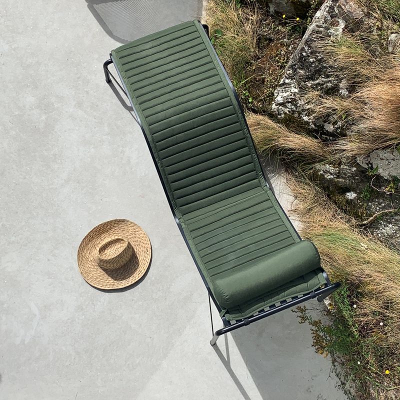 HAY Palissade Quilted Cushion Olive Chaise Longue, pute