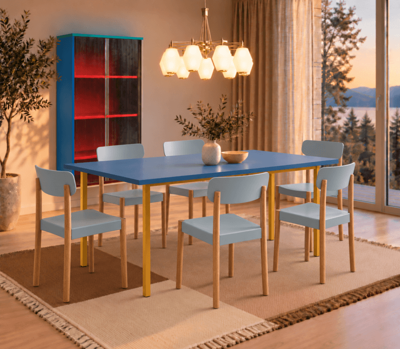 HAY Pack Chair 10 Oiled solid oak Ash Blue polypropylene wood fiber seat and back, spisestol stol eik