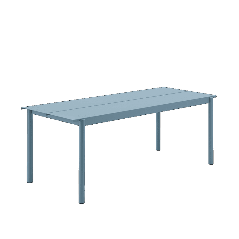 Muuto Spisegruppe Linear Steel Pale Blue Table 200 cm 6 x linear steel sidechair, Blå Hagemøbel utemøbel
