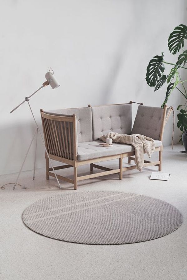 HEYMAT Ø 100 cm Løype Breezy Beige rund Door Mat Dørmatte teppe