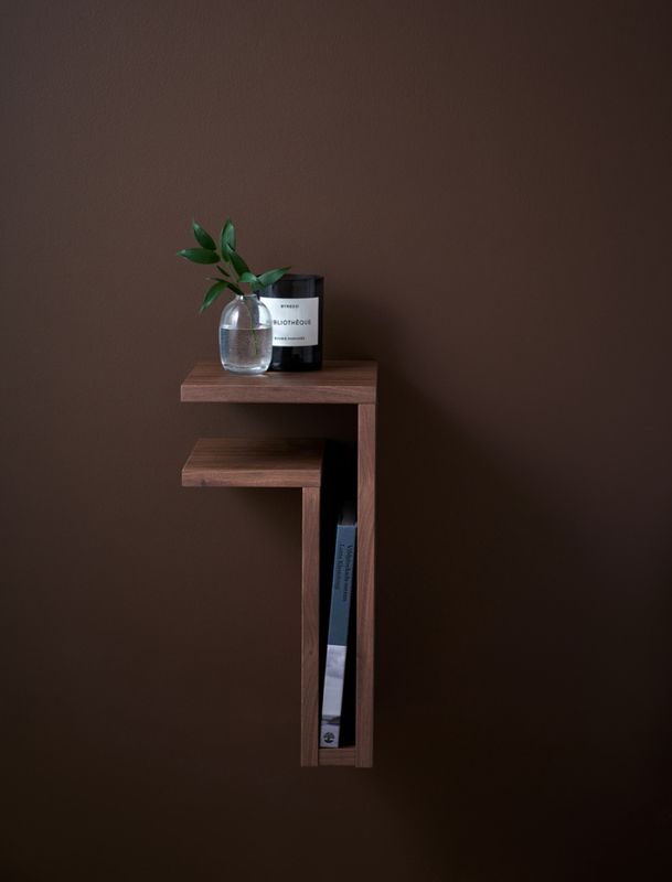 Maze F-Shelf Natural Walnut veneer Left, valnøtt, nattbord