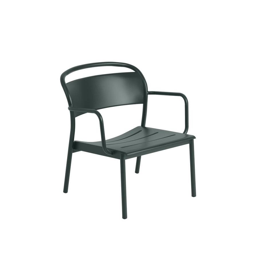 Muuto Linear Steel Lounge Armchair Dark Green, Grønn Hagemøbel