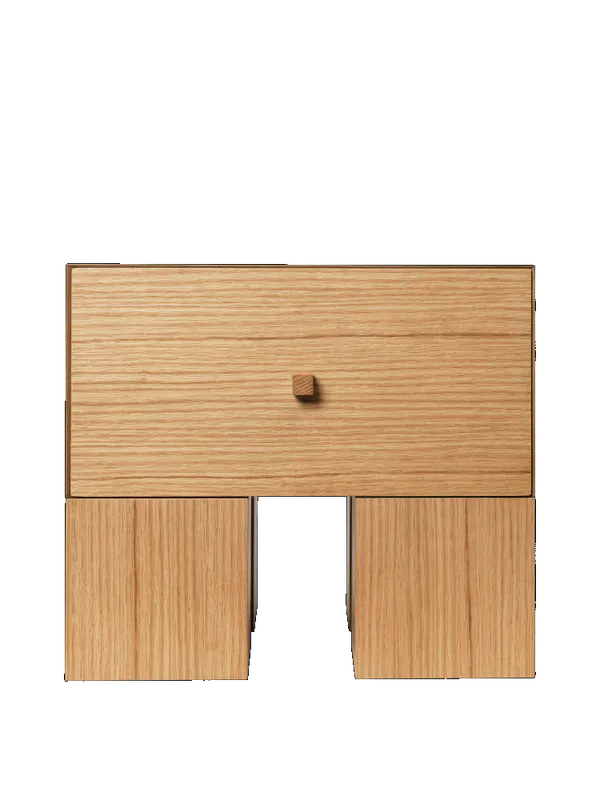 ferm Living Bedside Table 1x1 - Natural Oak Veneer, Eik nattbord sidebord