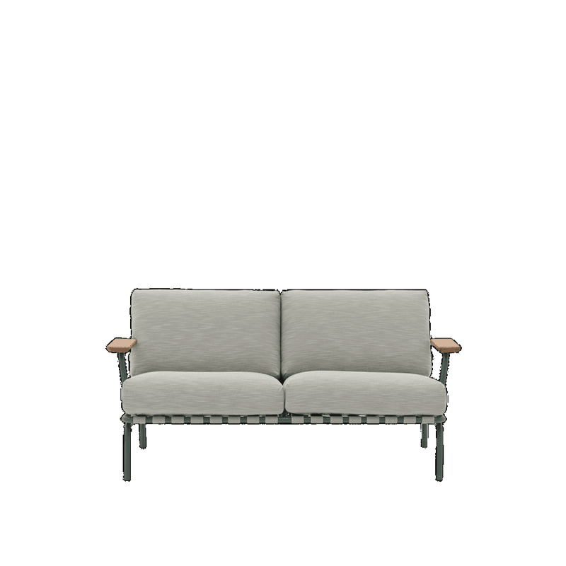Muuto Settle 3 + 2 + 1 sittegruppe w armrest Ribbed Weave 2 Dark Green Hagemøbel Utesofa med armlener