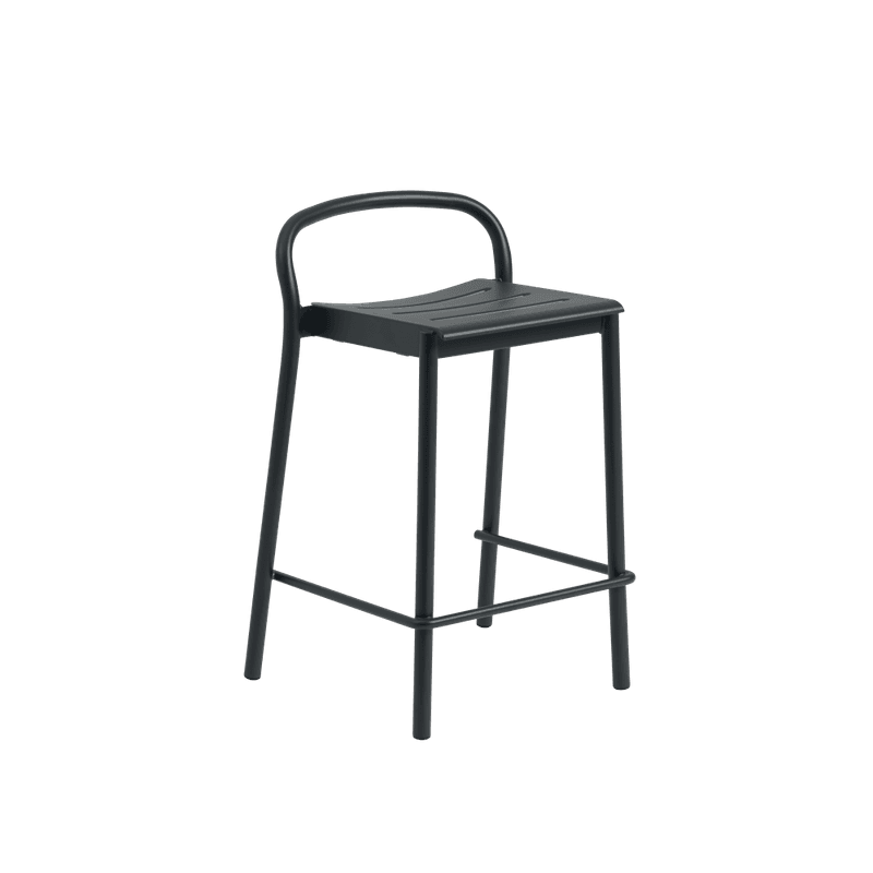 Muuto Linear Steel 65 cm Counter Stool Black, Svart Barstol