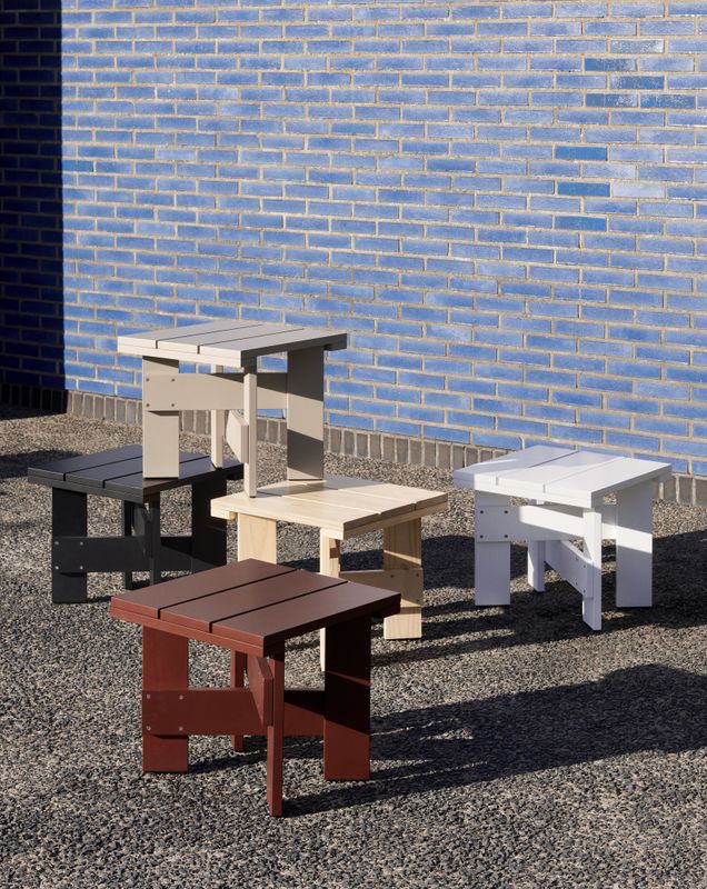 HAY Crate Low Table 45 x 45 cm White WB lacquered Pinewood, Hvit Furu Loungebord Bord