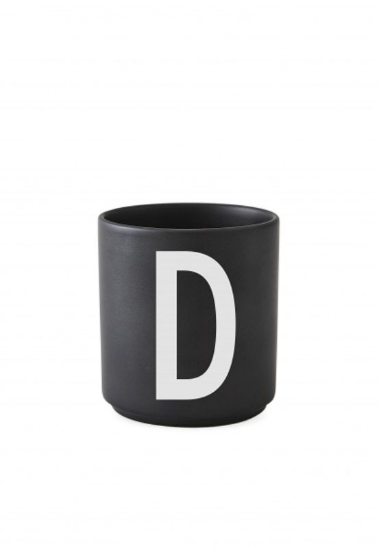 Design Letters Black Porselen Kopp A-Z