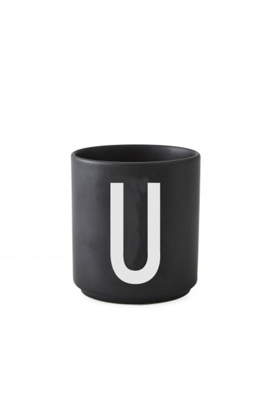 Design Letters Black Porselen Kopp A-Z