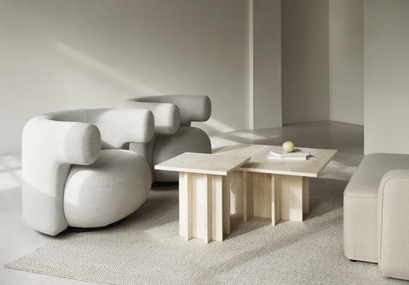 Normann Copenhagen Edge Coffee table S, Travertine