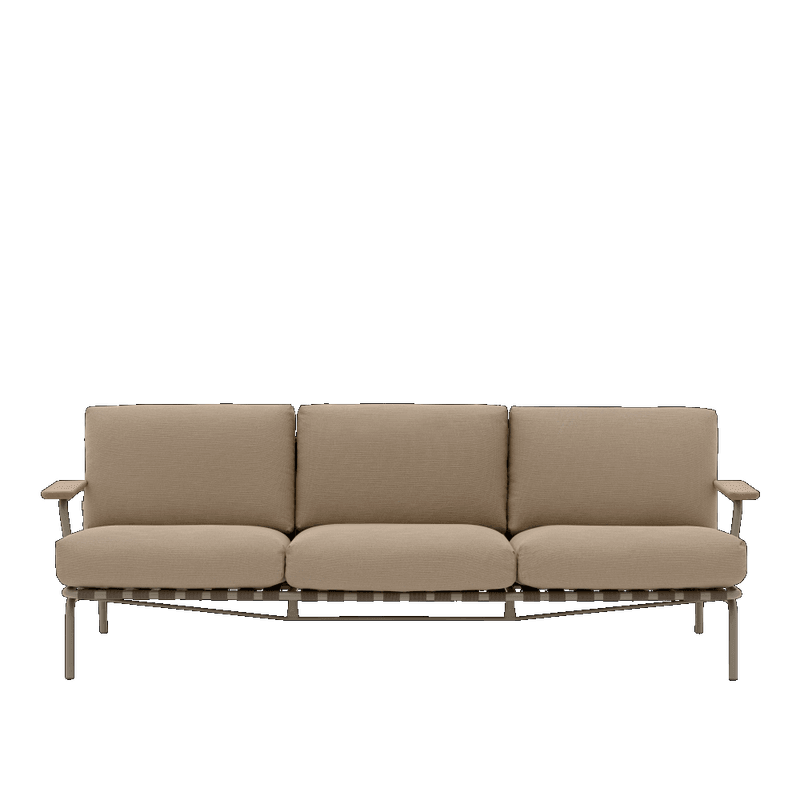 Muuto Settle 3 + 2 + 1 sittegruppe w armrest Ribbed Weave 5 Taupe Hagemøbel Utesofa med armlener