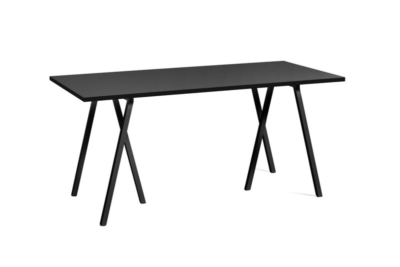 Hay Loop Stand Table Black powder coated steel frame L160 x W77,5 x H74 Black linoleum Black water-based lacquered ash edge Svart Spisebord